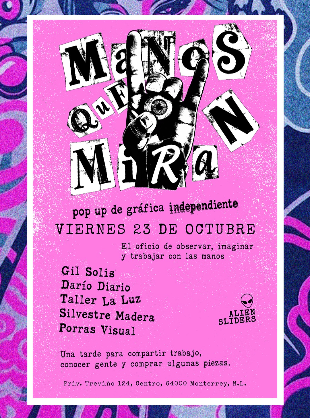 Manos que Miran · Pop up de gráfica independiente — cartel o imagen del evento